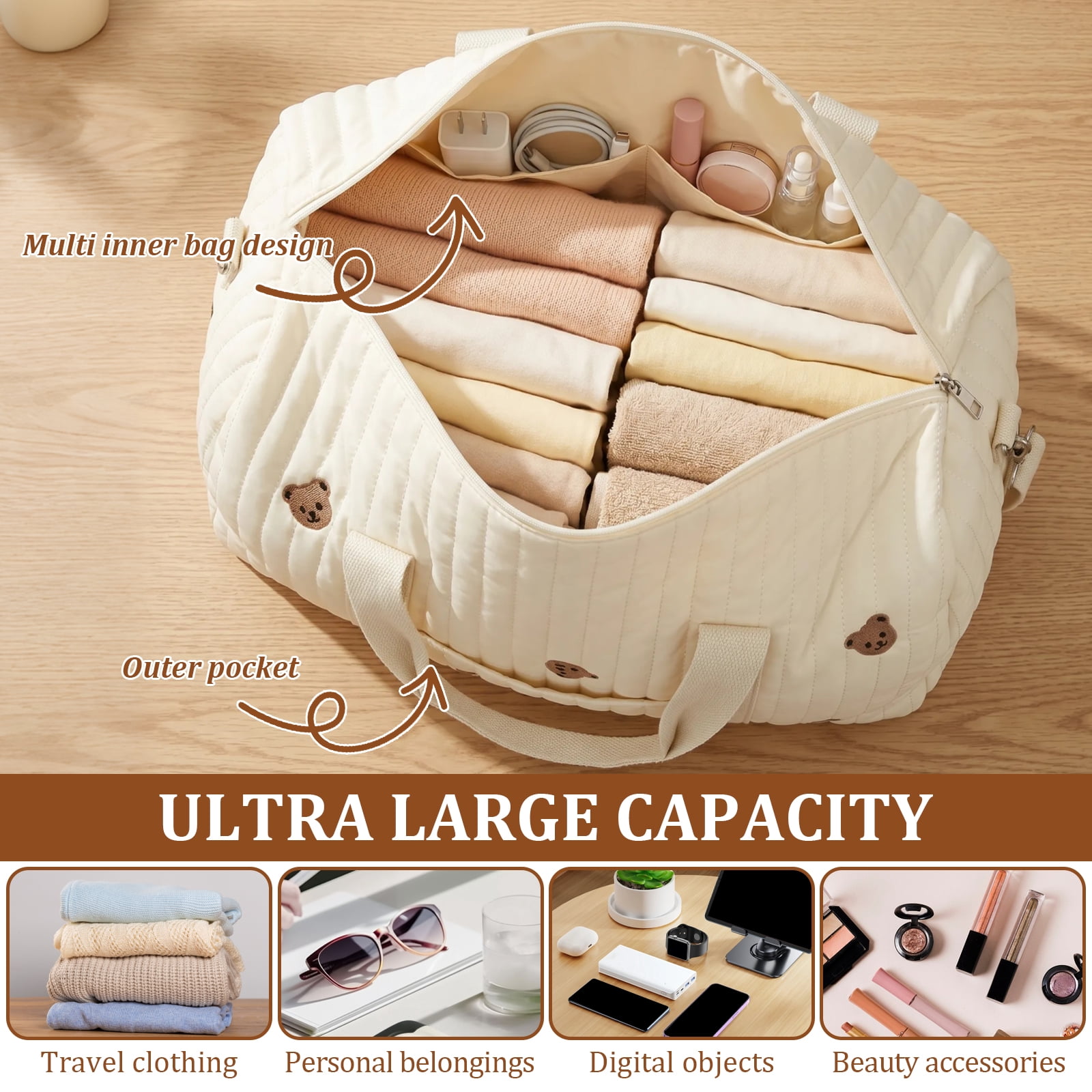 Ikoopy Diaper Bag Tote，Diaper Tote Bag Foldable Baby Diaper Bag Tote with Wide Opening and Smooth Zipper for Clothing Personal Items