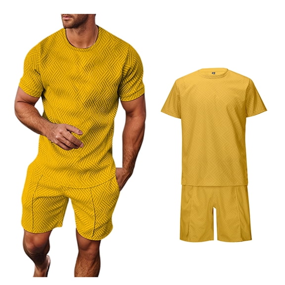 Mens Short Sets 2 Piece Short Sleeve T Shirt & Shorts Summer Outfits for Men Beach Outfit Vacation Sets