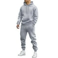 thumbnail image 2 of Mens 2 Piece Sweatsuit Outfits Hoodie Sweatshirt & Joggers Sweatpants Set Tracksuit Light Gray M, 2 of 3