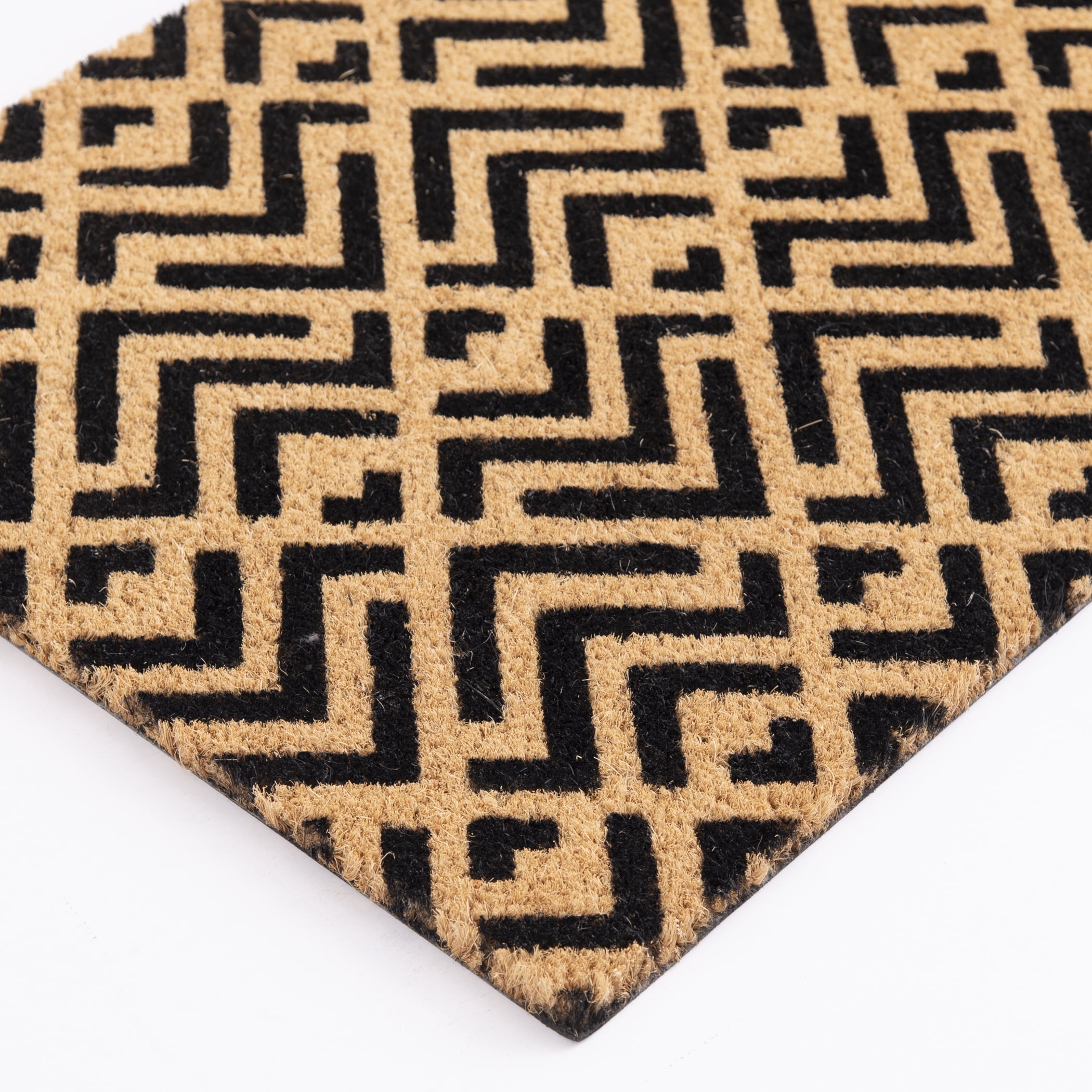 Mainstays Black Geometric Triangle Pattern Coir Outdoor Doormat, 18"x30"