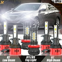 H7 H7 Hi&Lo Beam for Hyundai Sonata 2011-2014 2.0L 2.4L LED Headlights H11/H9 Fog Lights 6000K 6pcs