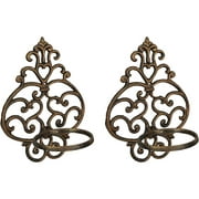 HElectQRIN Cast Iron Copper Wall Hanging Flower Pot Holder Mounted Planter Ring Set of 2