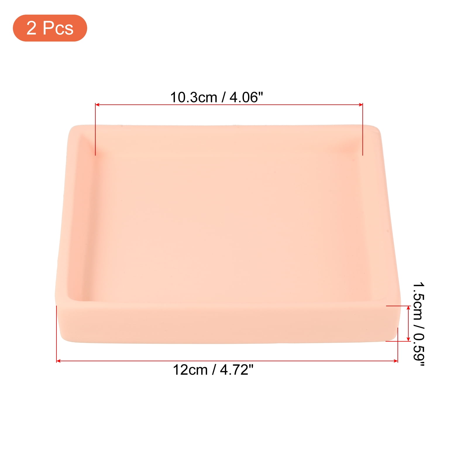 Unique Bargains Ceramic Square Planter Saucer Flower Drip Tray Coaster, 2 Pack Pink 5"