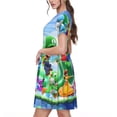 thumbnail image 4 of Lsque Mario Print Women's Casual Dress T-Shirt Summer Short Sleeve Scoop Neck Swing Dresses, 4 of 7