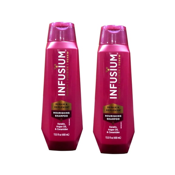 Infusium Repair & Replenish Shampoo, Nourish, Renew, with Keratin, Argan Oil, Ceramides for Dry, Damaged Hair, 13.5 Fl Oz (Pack of 2)