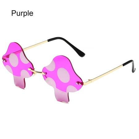 Novel Fun Irregular Rimless Party Favor Mushroom Shape Sunglasses for Women Sun Glasses Eyewear PURPLE