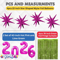 thumbnail image 5 of PMU 12 Pc Set Graduation Decorations | Number Balloons 2026 Hot Pink with Lime Green Curtain Backdrop and Star Mylar | 2026 Party Decorations | Graduation Party Supplies, 5 of 6