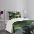 thumbnail image 4 of Ambesonne Dark Green Quilted Bedspread Set 2 Pcs, Deep Nature Abstract Art, Twin Size, Blue Grey and Eggshell, 4 of 4