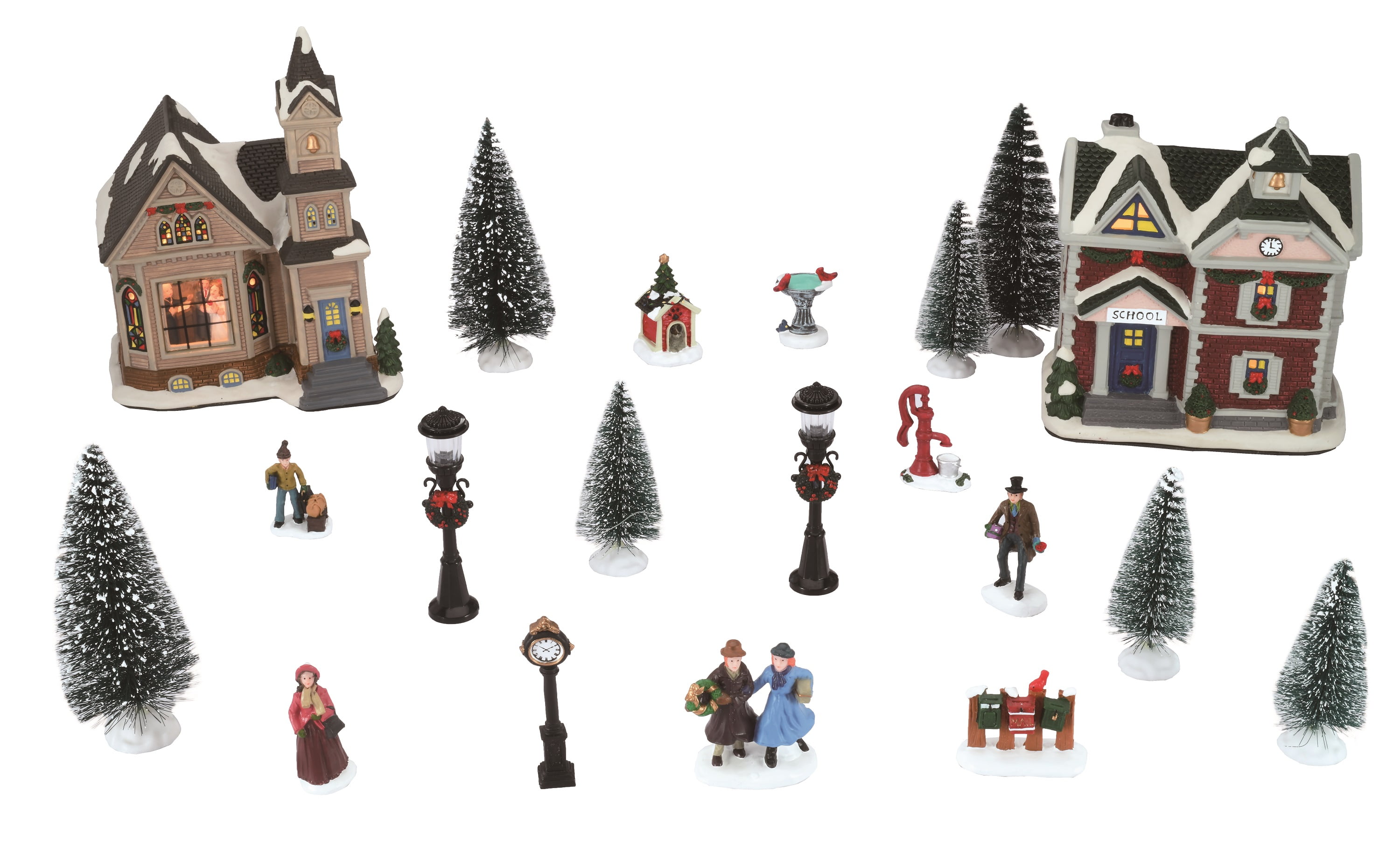 Holiday Time Christmas Village Set, 20 Pieces - Walmart.com