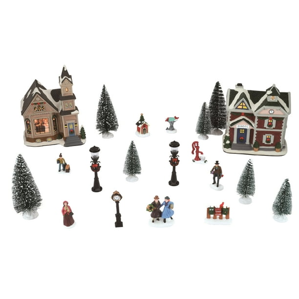 Holiday Time Christmas Village Set, 20 Pieces