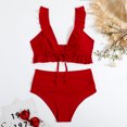 thumbnail image 5 of Moda mujer Sexy traje de baño sólido volante Bikini Split traje de baño OAVQHLG611B Store llm121212, 5 of 5