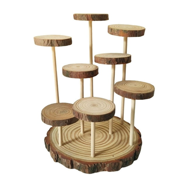 MERIGLARE Wood Display Riser Home Decor Storage Shelf for Cosmetic Accessories Perfume 8 Platforms