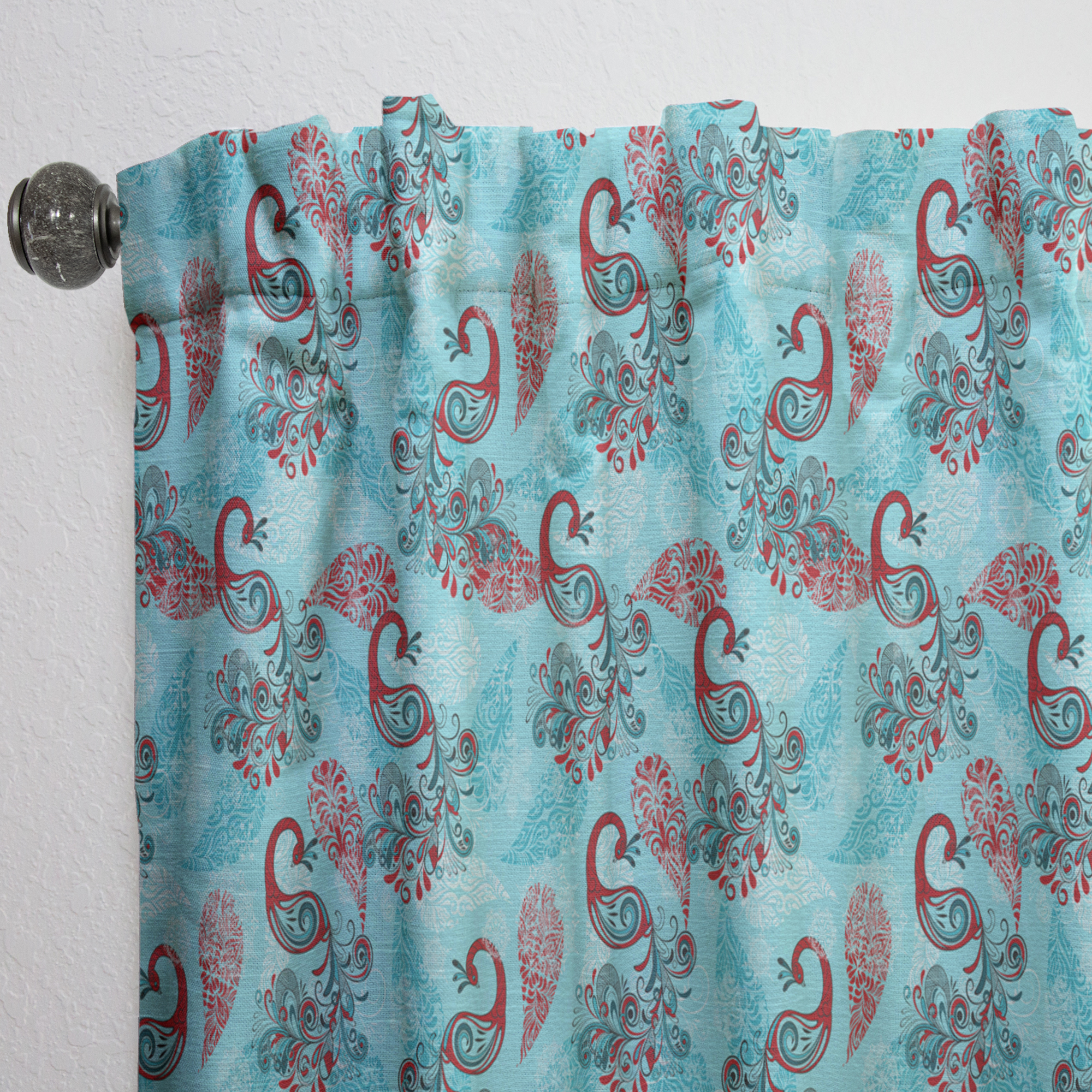 Designart 'Peacocks and Snowflakes With Winter Pattern' Modern & Contemporary Curtain Panel