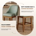 thumbnail image 4 of Bar Stool Set of 2, 26" Upholstered Counter Height Stools with Back, Solid Wood Legs, Faux Leather Bar Chairs for Kitchen Island, 4 of 10