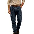 thumbnail image 6 of Mens Corduroy Pants Straight Wide Leg Button Work Pants Vintage Cargo Pants with Multi Pockets for Streetwear, 6 of 9