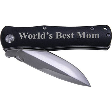 World's Best Mom Folding Pocket Knife - Great Gift for Mothers's Day Birthday or Christmas Gift for Mom Grandma Wife (Black