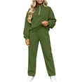 thumbnail image 3 of Jerdar Womens 2 Piece Lounge Sweat Sets Quarter Zip Mock Neck Sweatshirt Wide Leg Sweatpants Oversized Side Pockets Casual Airport Travel Outfits L, 3 of 8