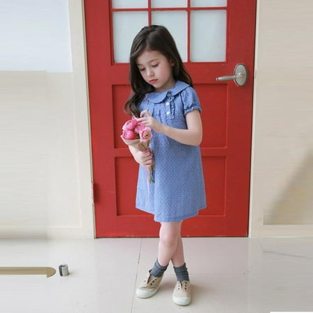 

CNGELG Girls Sleeves The Dress Dot Of Cowboy With Short Girls Outfits&Set