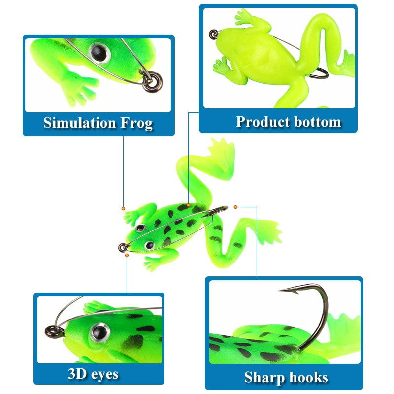 4PC/Set 6cm 5.2g Set Of Sea Soft Rog Rubber Fishing Lures Jigs Plastic Fish With Hookfish Carp Reel