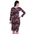 thumbnail image 5 of Moomaya Printed Full Sleeve Bodycon Dress for Women Scoop Neck Side Slit Casual Clothing, 5 of 8
