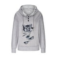 thumbnail image 4 of IROINNID Women's Long Sleeve Hoodie Mid-Length Print Leisure Ladies Autumn And Winter Wide Cat Door Sweater, Gray, 4 of 6