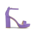 thumbnail image 3 of BLISSFUL STEP Chaussures pour Femmes en Faux Suède à Talon Épais Haut Plateforme à Bride à la Cheville Sandales à Bout Ouvert Violet 10, 3 of 7