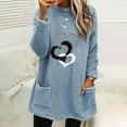 thumbnail image 2 of ShomPort Women Casual Double Fuzzy Sweatshirt Crewneck Long Sleeve Pullover Tops with Slant Pockets, 2 of 4