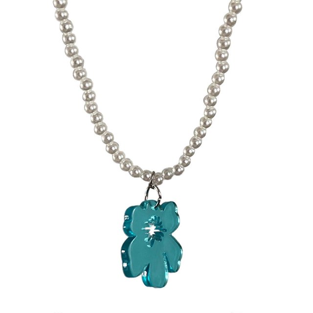 Elegant Flower Pendant Necklace for Women Casual Pearl Bead Chain Choker Unique Charming Flower Pendant Necklace Yellow