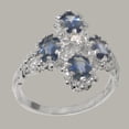 thumbnail image 2 of LBG British Made 10k White Gold Cubic Zirconia & Sapphire Womens Statement Ring - 33 size options - Size 8.25, 2 of 6
