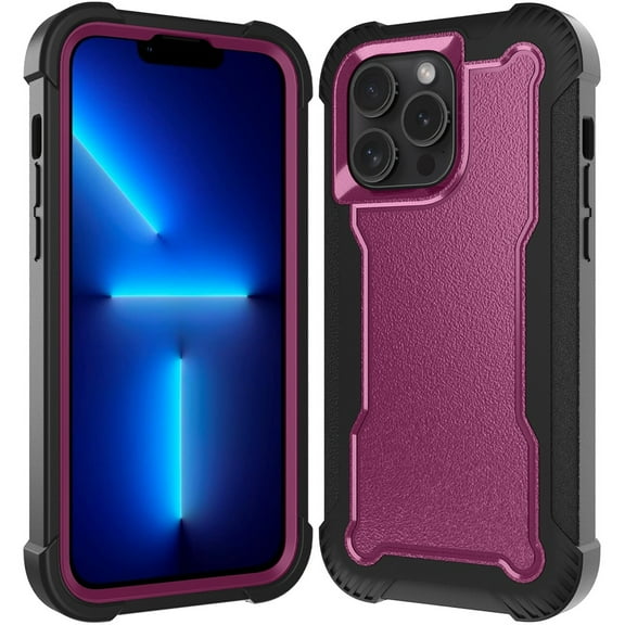 For Apple iPhone 16 Pro Max (6.9") Tough Hybrid Shockproof Hybrid PC   TPU Bumper Frame Rubber Drop Proof 3in1 Armor Full Body Cover, XPM Phone Case [Burgundy]