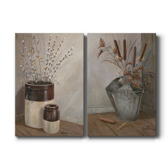 Pussywillows & Spring Premium Gallery Wrapped Canvas - Ready to Hang - Set of 2 - 8 x 12 Each