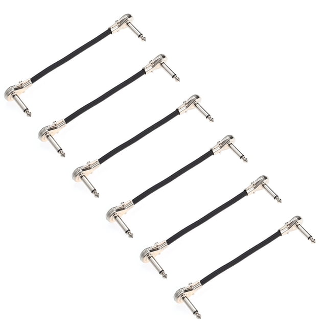 RUNROTOO 6Pcs Multi Color Instrument Cable for Bass Guitars 15cm 5.9in