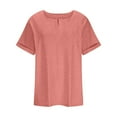 thumbnail image 4 of Pink Women's Short Sleeve T-shirt, Ladies Casual Top V Neck Fashion Solid Color Short Sleeve Loose T Shirt,Women's Short sleeve T-shirt 4XL, 4 of 5