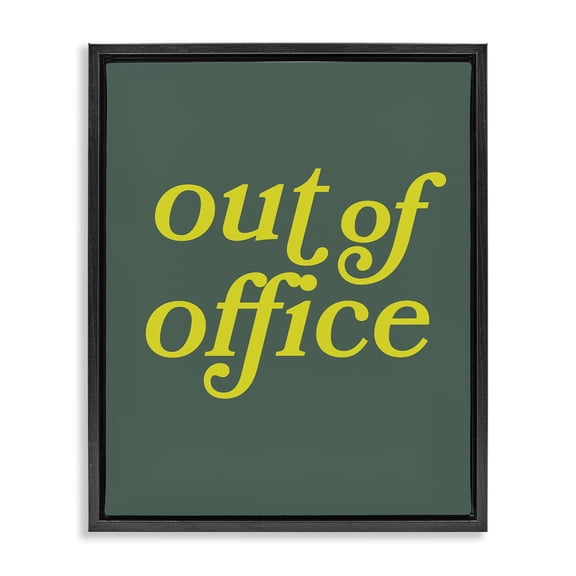 Stupell Industries Minimal Out Of Office Quotes and Sayings Painting Black Floater Framed Canvas Art Print Wall Art, 17 x 21
