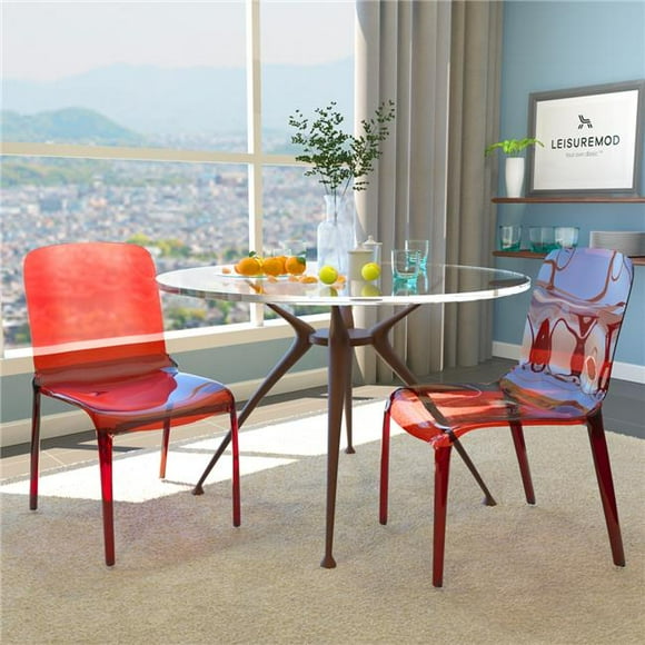 LeisureMod MC20R2 32.25 x 20.5 x 21 in. Murray Modern Dining Chair&#44; Red - Set of 2