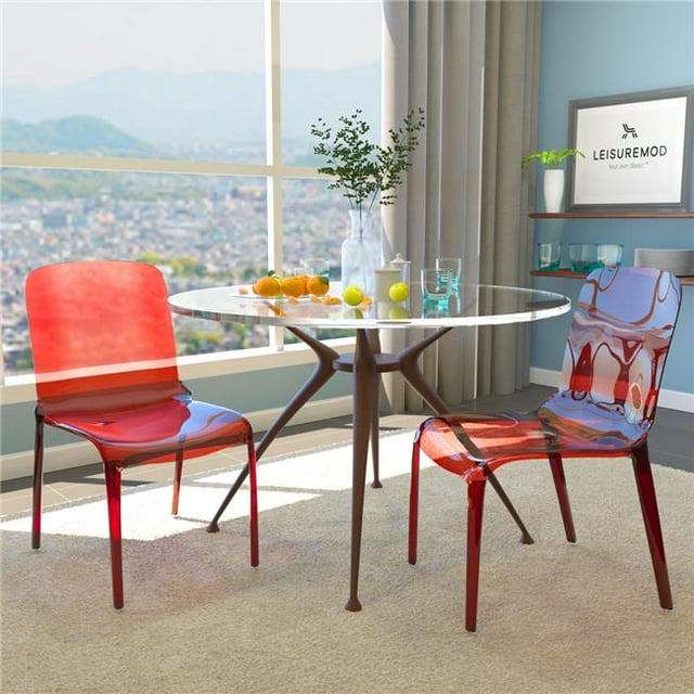 LeisureMod MC20R2 Chaise de Salle à Manger Moderne Murray 32.25 x 20.5 x 21 Po, Rouge - Ensemble de 2