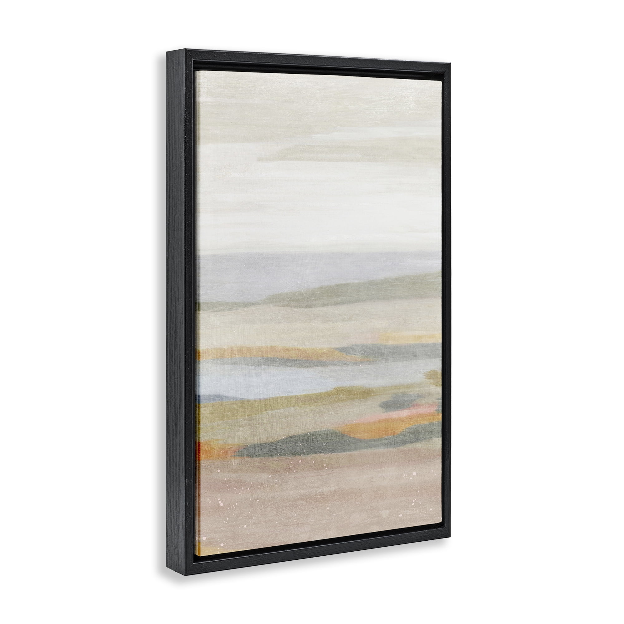 Stupell Industries Calming Neutral Beach Coastal Painting Black Floater Framed Canvas Art Print Wall Art, 21 x 31