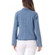 thumbnail image 3 of Blazer de mezclilla INSPIRE CHIC para mujer, chaqueta de jeans con frente abierto, cuello de pie, color azul claro, 3 of 6