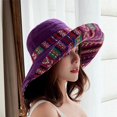 thumbnail image 3 of ZQUUVOU Women's Wide Brim Sun Hat Bohemian Vintage Reversible Bucket Hats UPF Sun Protection Outdoor Beach Hiking Travel Purple, 3 of 5