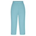 thumbnail image 5 of Summer Savings Clearance! Stamzod Knee Length Leggings Summer Solid Color High Waisted Capri Leggings Casual Slim Fitting Stretch Capris for Women (Available In Plus Size) Blue A XXL, 5 of 7