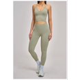 thumbnail image 3 of PISONIC 2 Piece Workout Sets for Women Cross Back V Neck Tank Top Matching High Waist Leggings Gym Sets, 3 of 5