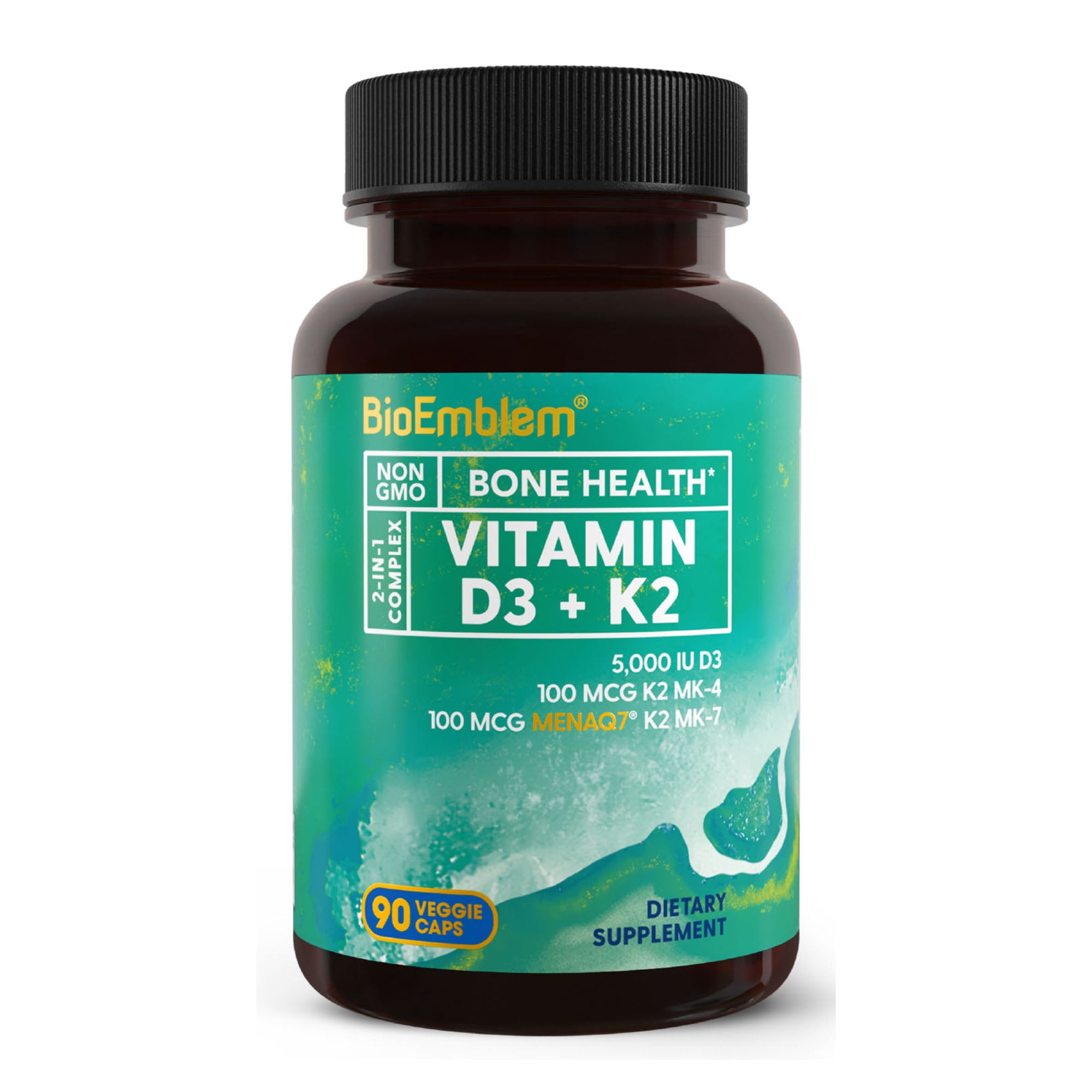 BioEmblem Magnesium Glycinate with Zinc and BioEmblem Vitamin D3 K2 Capsules (5000IU and 200mcg)