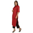 thumbnail image 3 of Moomaya Kurta en Rayonne Uni pour Femmes à Manches Évasées, Col à Cordon, Kurti Ethnique Long, 3 of 7