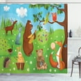thumbnail image 1 of Hedgehog Shower Curtain, Open Air Concert in Forest Instrument Playing Bear Rabbit Fox and Tweeting Bird, Fabric Bathroom Set with Hooks, 69W X 70L Inches, Multicolor, by Ambesonne, 1 of 3