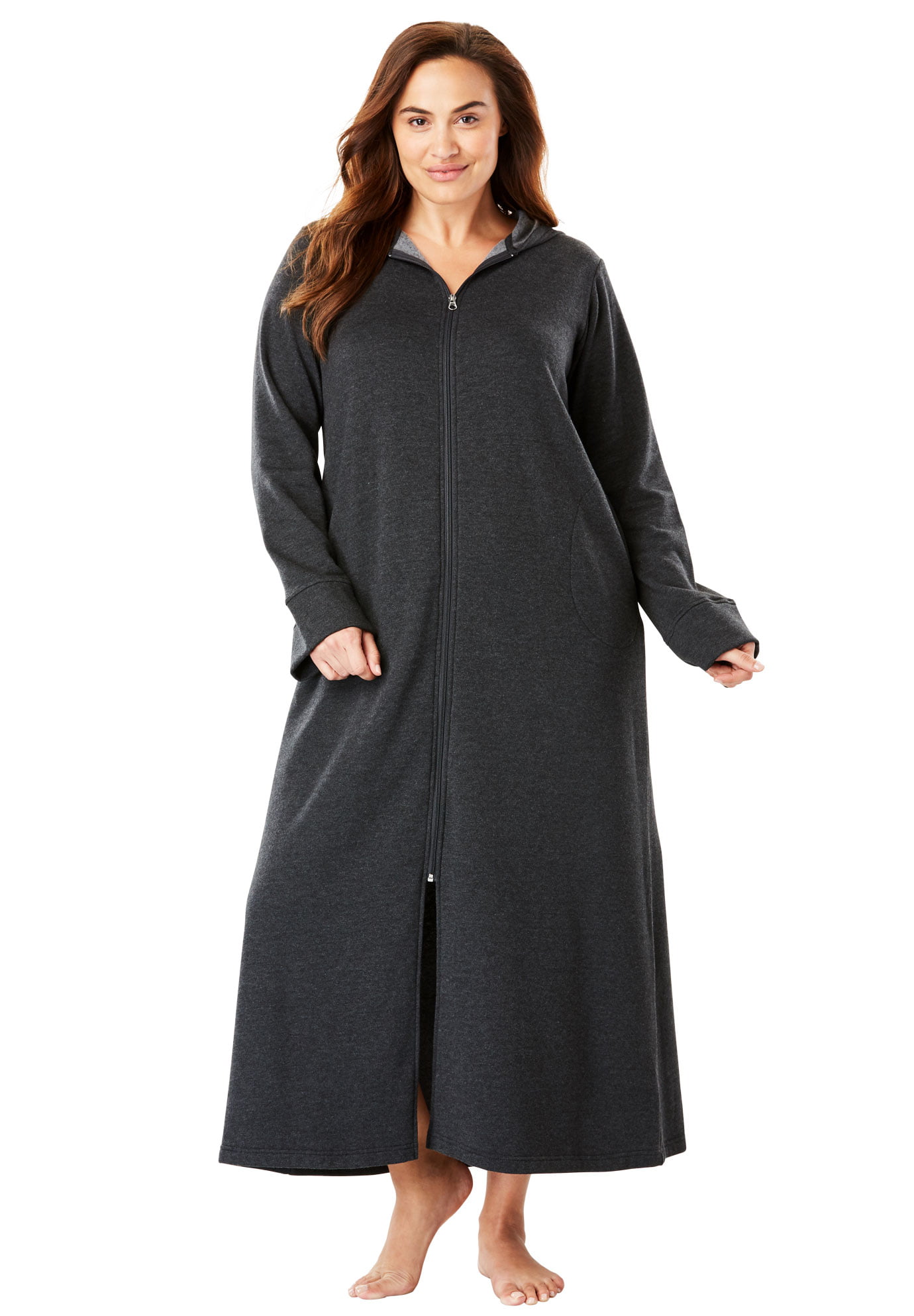 Dreams & Co. Plus Size Hooded Fleece Robe - Walmart.com