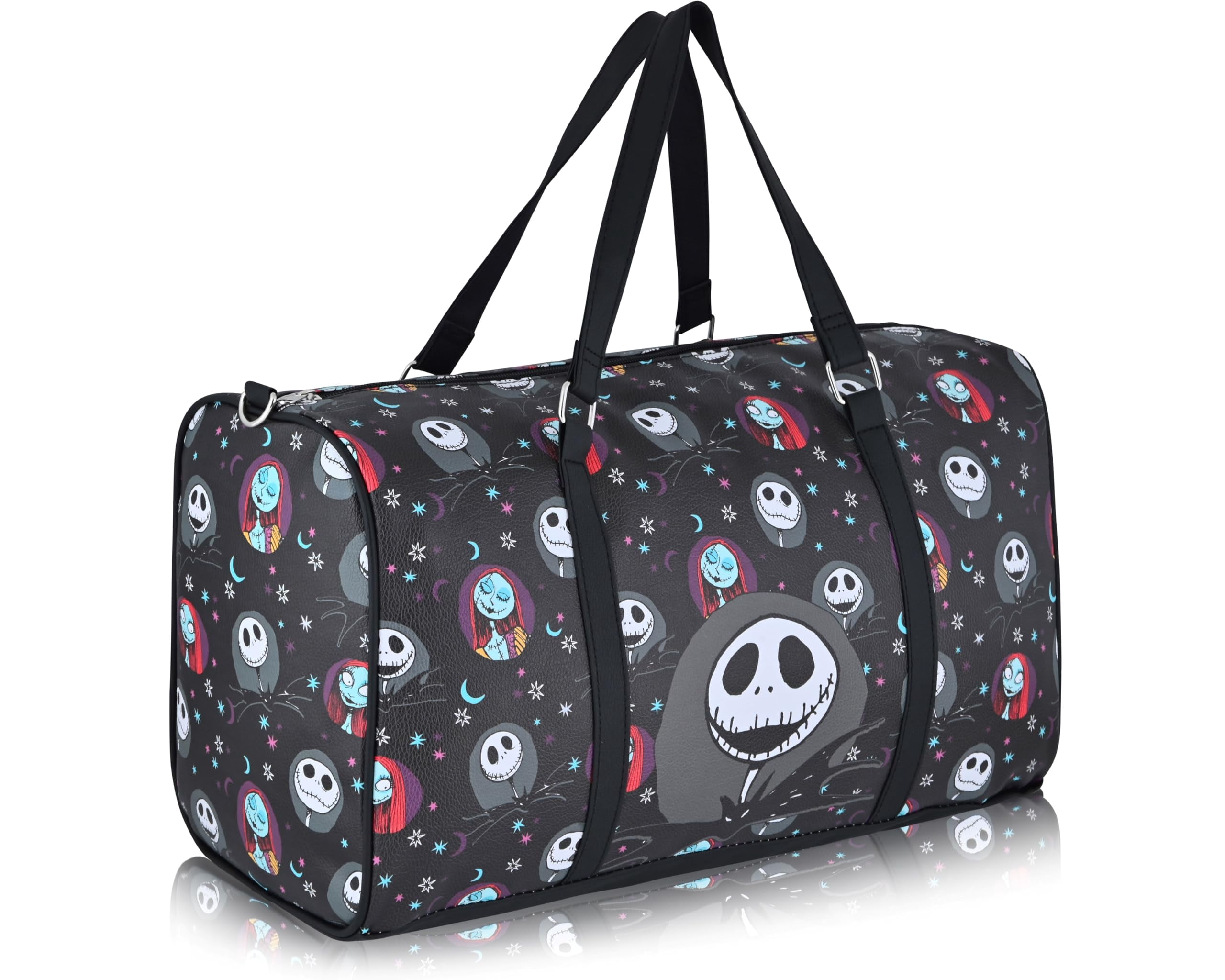 Disney Nightmare Before Christmas Duffle Bag  Jack Skellington & Sally 16" Travel Bag  Overnight Weekender Bag with Shoulder Strap  Ages 3+