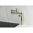 thumbnail image 2 of Kingston Brass KS3702RKX Webb Deck Mount Pot Filler Faucet with Knurled Handle, Polished Brass, 2 of 7