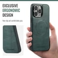thumbnail image 4 of Phone Case for iPhone 16 Pro Max, Compatible with MagSafe, PU Leather Back Case, Vintage Protective Ultra Slim Shockproof Classic Durable Magnetic Phone Case for iPhone 16 Pro Max, Green, 4 of 5