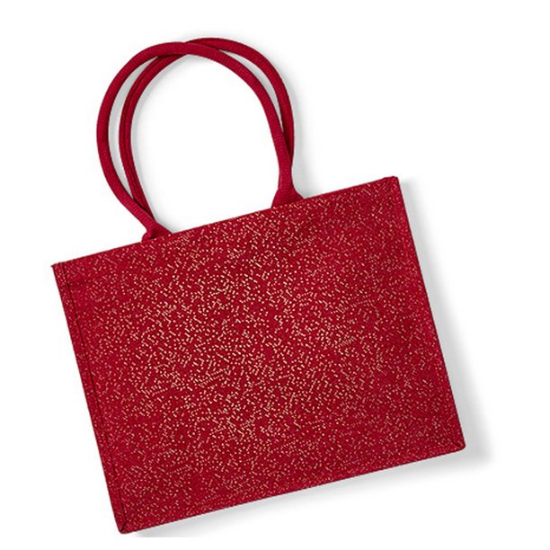 Westford Mill - Bolso shopper de yute con brillos metálicos (Rosa/Dorado)
