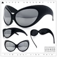 thumbnail image 2 of Womens Oversized Oval Wrap Around High Temple Goggle Plastic Sport Sunglasses Matte Black - Silver Mirror, 2 of 8